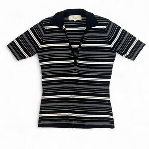 Collared striped baby tee